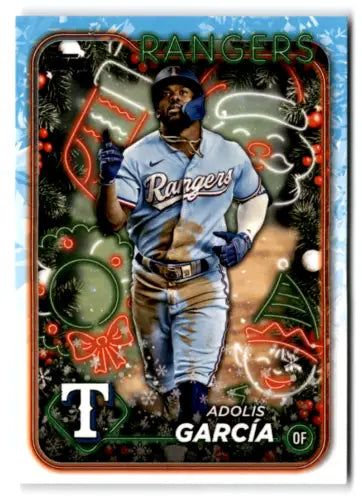 2024 Topps Holiday H46 Adolis Garcia baseball card with original gloss features