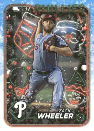 Zack Wheeler Topps Holiday baseball card with original gloss, Phillies NM-MT condition