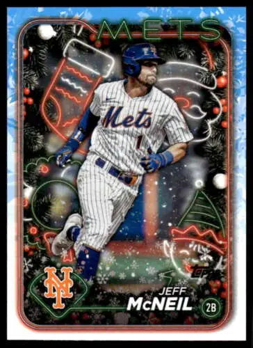 2024 Topps Holiday H61 Jeff McNeil baseball card with original gloss, Mets ID 75404