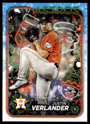 2024 Topps Holiday H68 Justin Verlander baseball card with original gloss for Astros fans