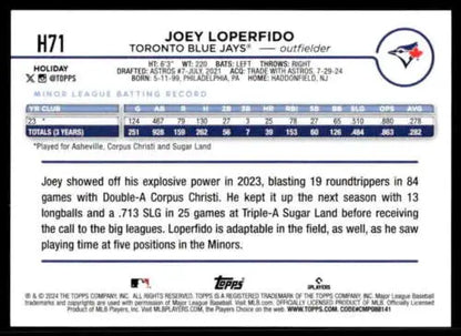 2024 Topps Holiday H71 Joey Loperfido Rookie Blue Jays baseball card original gloss