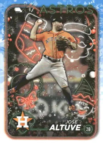 Jose Altuve baseball card from 2024 Topps Holiday featuring original gloss design