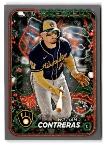 2024 Topps Holiday Silver Glitter H22 William Contreras baseball card for Brewers fans