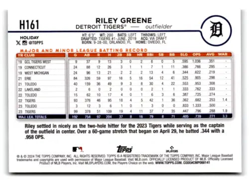 Riley Greene 2024 Topps Holiday Holiday Tree #H161 baseball card original gloss NM-MT