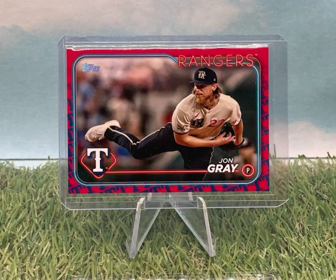 Jon Gray baseball card from 2024 Topps Texas Rangers Team Logo Color Border SSP