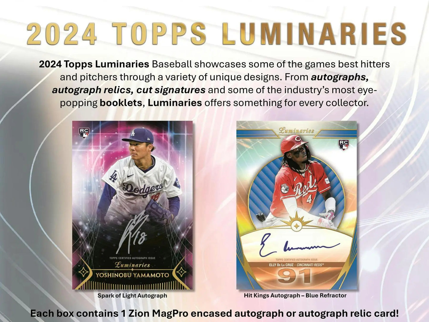 Advertisement for 2024 Topps Luminaries Baseball Cards showcasing Home Run Kings autographs