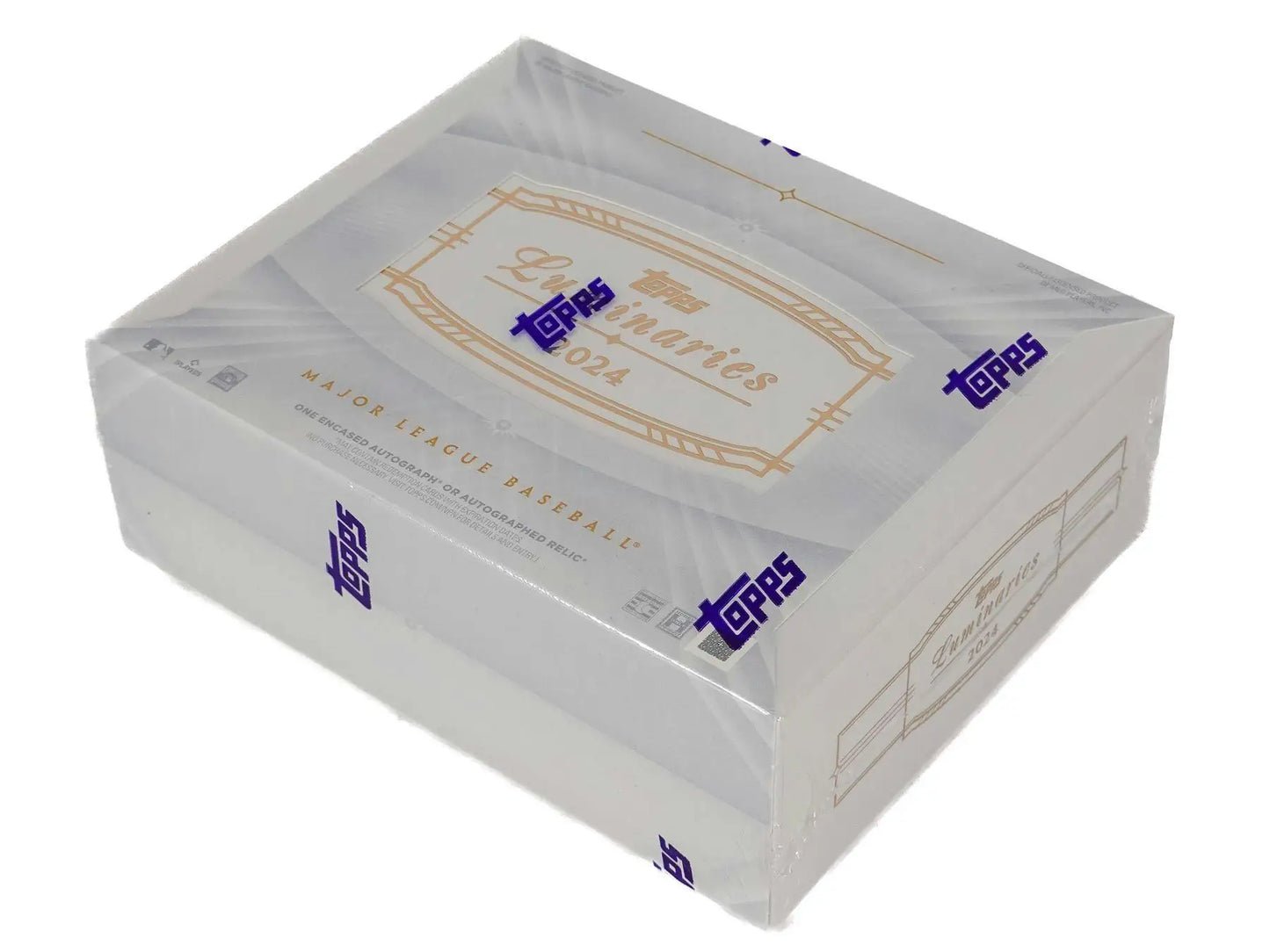 White cardboard box featuring Topps logos and gold border for 2024 Topps Luminaries Baseball