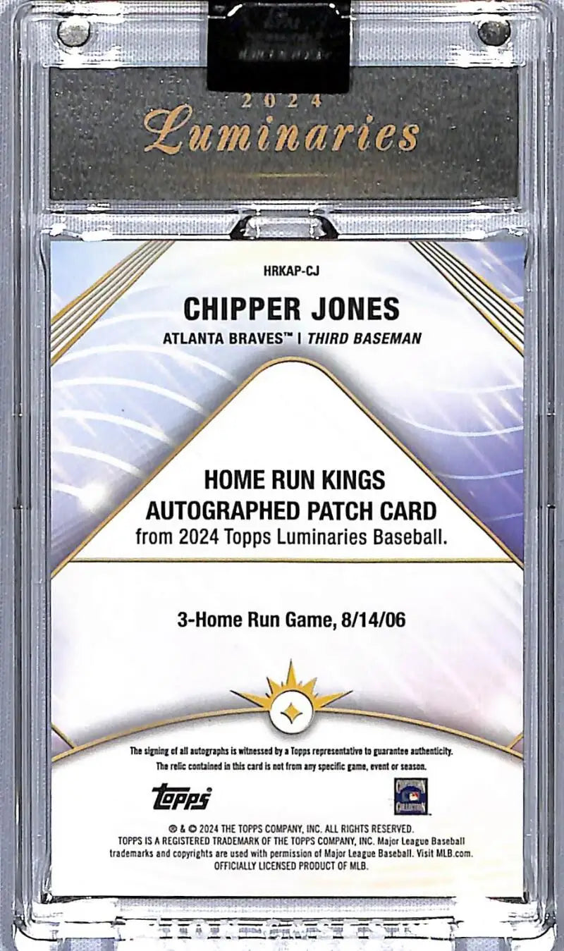 Chipper Jones 2024 Topps Luminaries Home Run Kings baseball card from Atlanta Braves