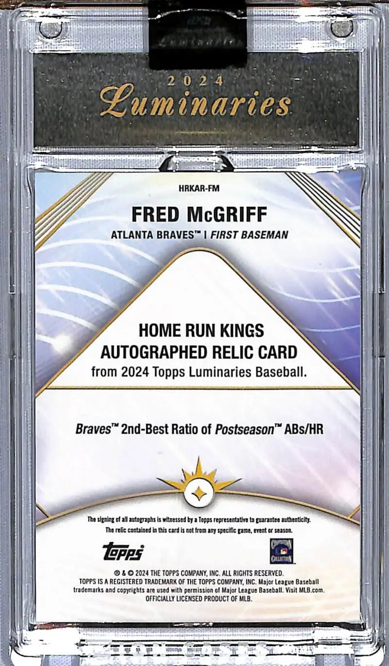 Fred McGriff autographed baseball card from Topps Luminaries, 2024 edition