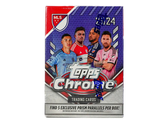 2024 Topps Chrome MLS soccer trading card box featuring Major League Soccer players