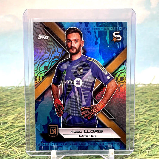 Hugo Lloris trading card from 2024 Topps MLS Superstars with rare ice spot design