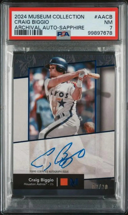 PSA-graded 2024 Topps Museum Collection Craig Biggio autographed baseball card