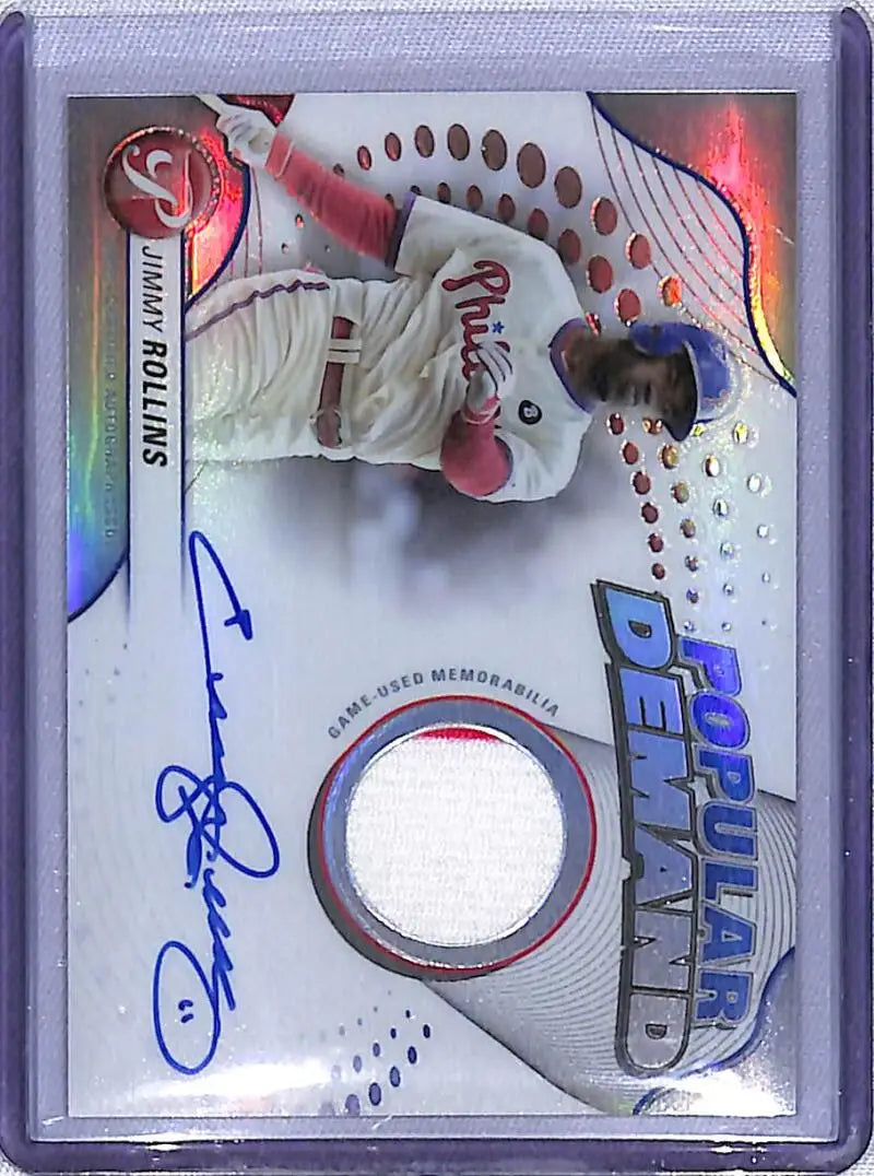 Signed Jimmy Rollins baseball card from Topps Pristine featuring Philadelphia Phillies patch