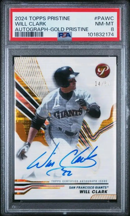 Graded Will Clark autographed baseball card from San Francisco Giants Topps Pristine Gold