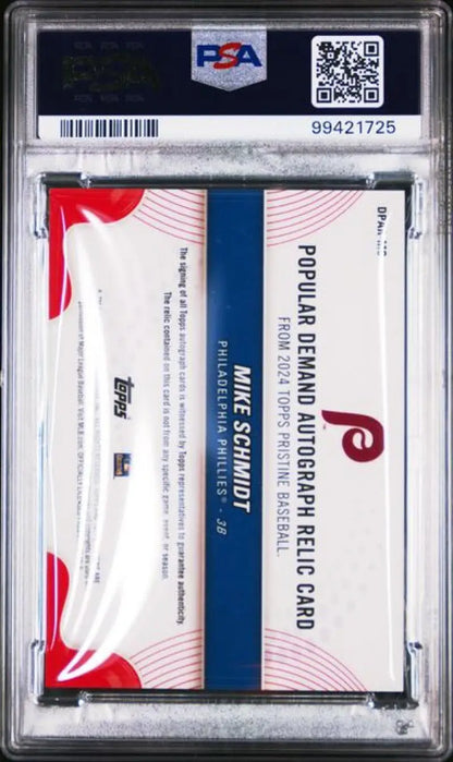 PSA graded Mike Schmidt baseball card in protective case with QR code label