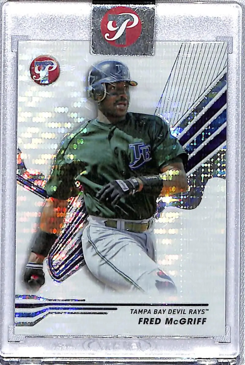 Baseball trading card of Fred McGriff in Tampa Bay Rays green jersey