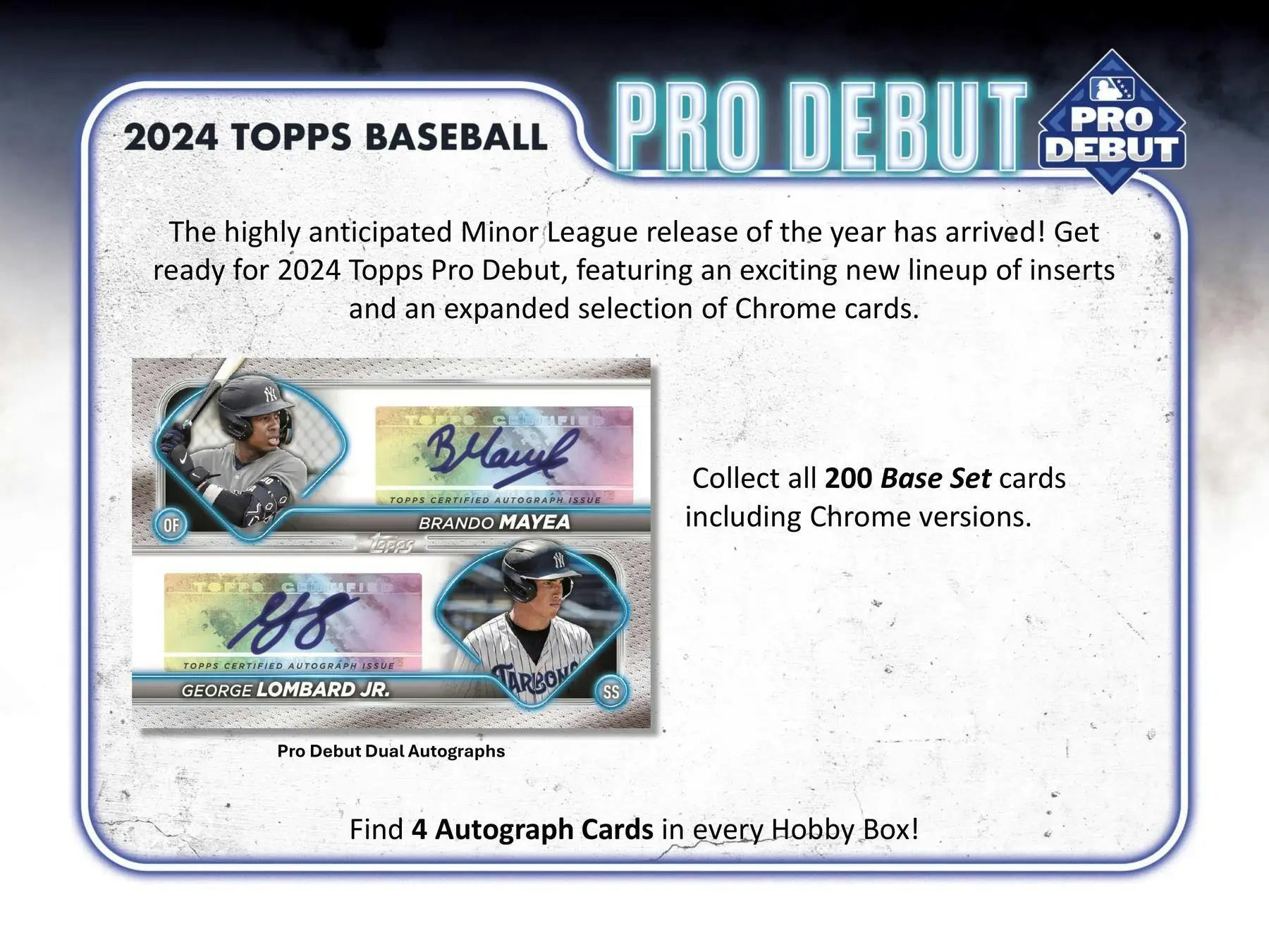 2024 Topps Pro Debut Baseball Hobby Box featuring foil parallel and autograph cards