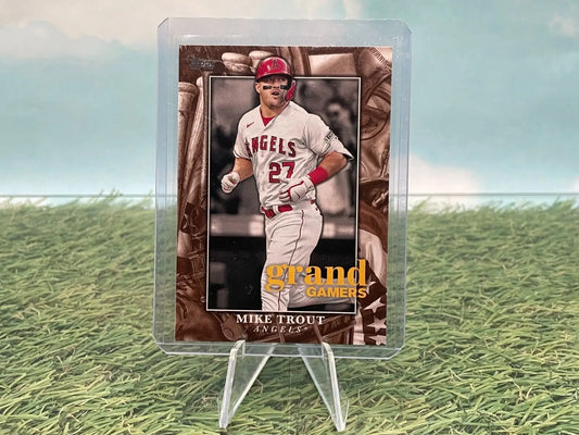 Mike Trout baseball card from 2024 Topps Series 1 Grand Gamers Insert for Los Angeles Angels