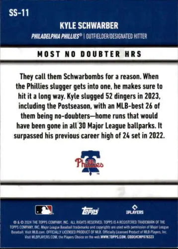 Kyle Schwarber 2024 Topps Significant Statistics baseball card NM-MT Phillies original gloss