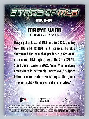 Masyn Winn Baseball Card from 2024 Topps Stars of MLB with flat rate shipping available