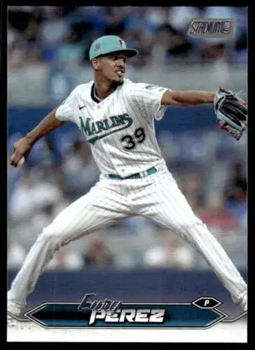 Eury Perez baseball card from 2024 Topps Stadium Club with original gloss finish