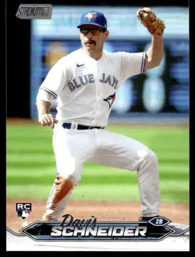 Davis Schneider Baseball Card from 2024 Topps Stadium Club Rookie Blue Jays Original Gloss