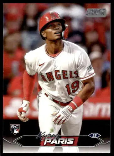 Kyren Paris Topps Stadium Club Rookie Card featuring original gloss and Angels team logo