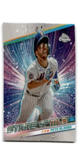 Pete Alonso 2024 Topps Stars of MLB Chrome baseball card with original gloss finish