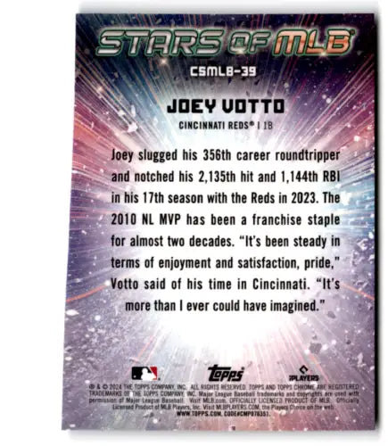 2024 Topps Stars MLB Chrome Refractor showing Joey Votto with original gloss NM-MT condition