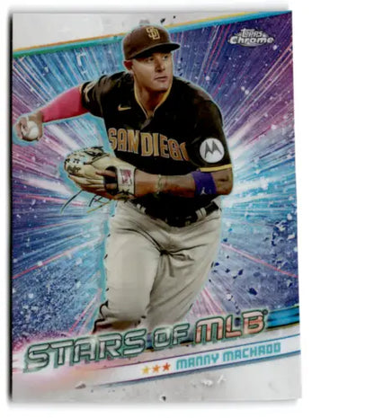 Manny Machado MLB Chrome Refractor card from 2024 Topps Stars with original gloss finish