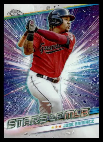 José Ramírez baseball card from 2024 Topps Stars MLB Chrome Refractor original gloss