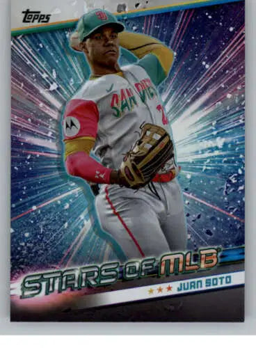 Juan Soto baseball card from 2024 Topps Stars of MLB with original gloss finish