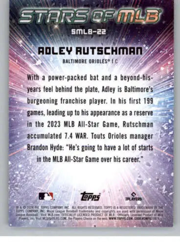 Adley Rutschman 2024 Topps Stars MLB card featuring original gloss finish