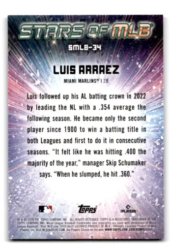 Luis Arraez baseball card from 2024 Topps Stars with original gloss, NM-MT condition