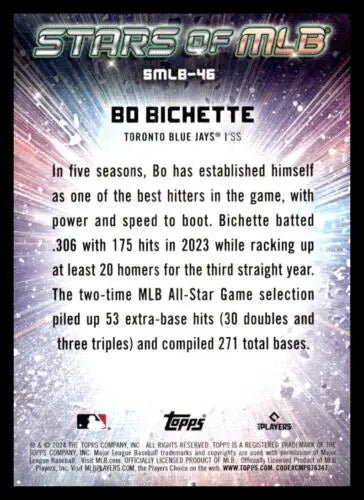 Bo Bichette 2024 Topps Stars MLB #SMLB-46 baseball card original gloss Blue Jays