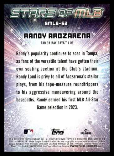 Randy Arozarena 2024 Topps Stars of MLB card featuring original gloss finish