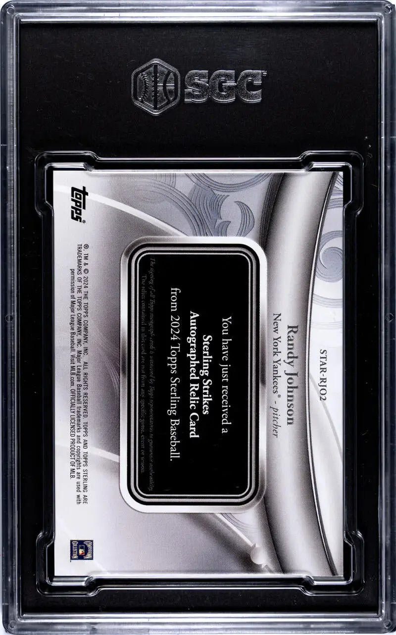 Black and silver SGC trading card holder for 2024 Topps Sterling Strikes Randy Johnson