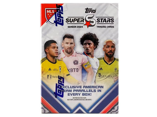 2024 Topps Superstars MLS Blaster Box showcasing MLS players in yellow and white jerseys