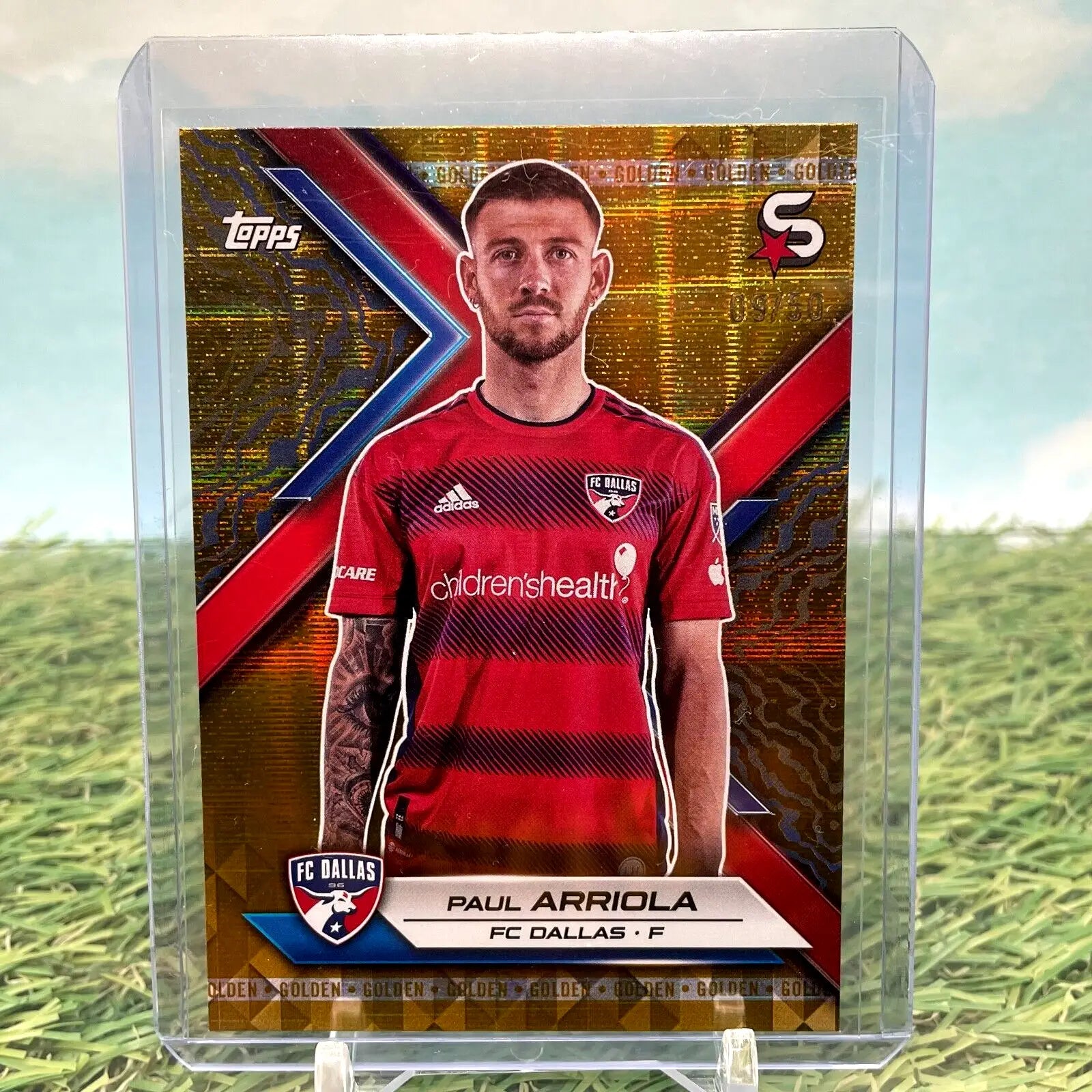 Paul Arriola soccer card from 2024 Topps Superstars MLS GOLDEN /50 FC Dallas