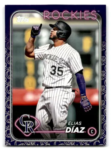 Elias Díaz baseball card 2024 Topps Team Color Border Variation original gloss Rockies