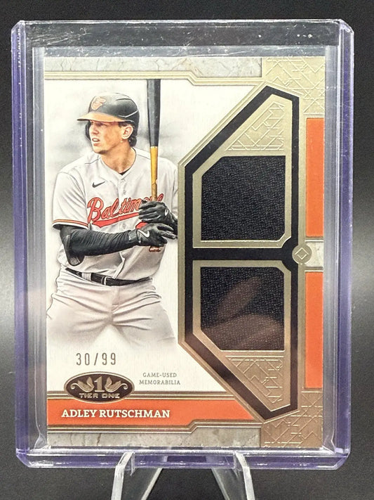 Adley Rutschman Game Used Dual Relic Card from 2024 Topps Tier One Orioles T1R-AR