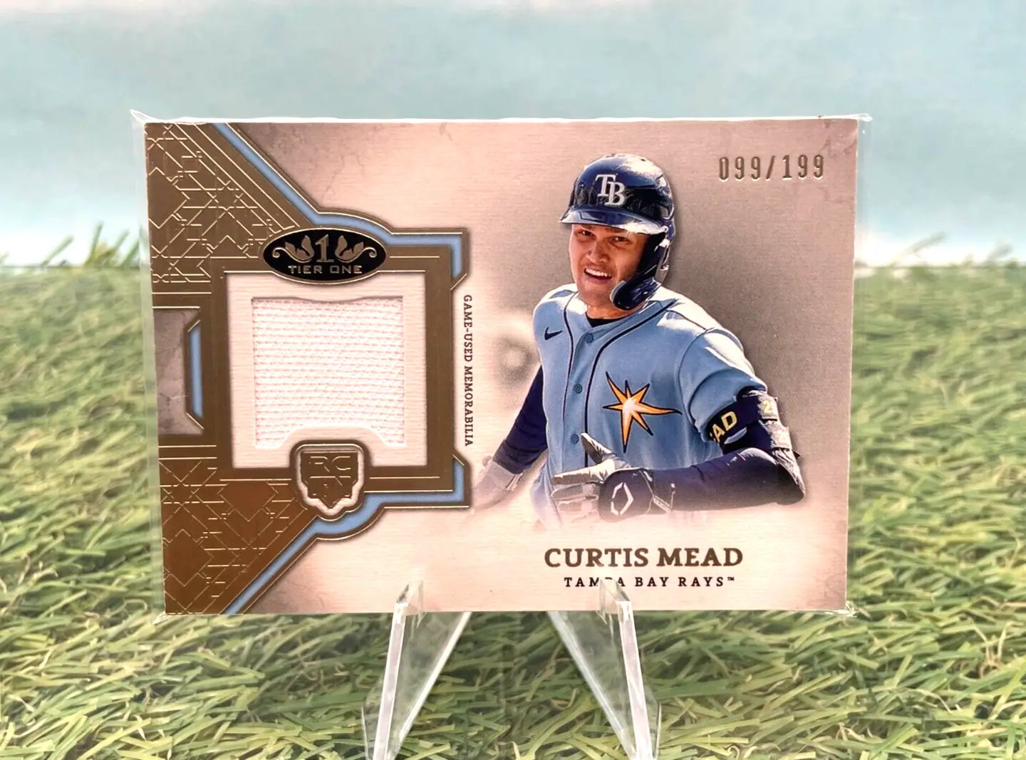 Curtis Mead Rookie Relic baseball card 2024 Topps Tier One Rays Game Used 099/199