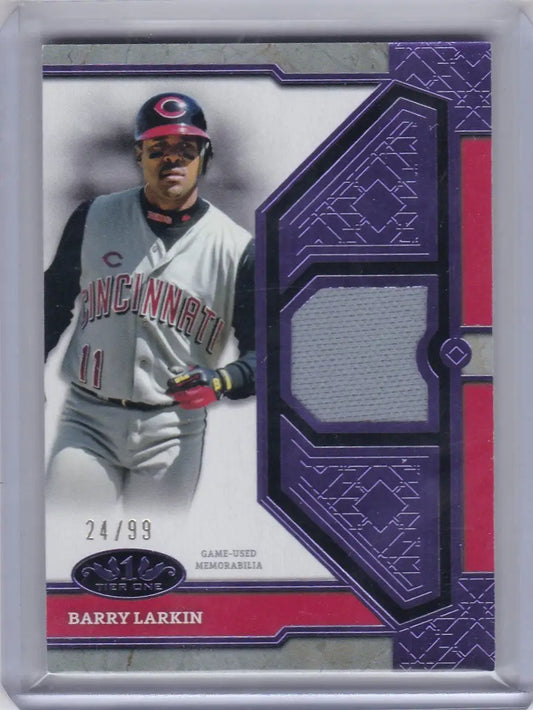 2024 Topps Tier One Barry Larkin Relic Card 24/99 with jersey swatch for Cincinnati Reds