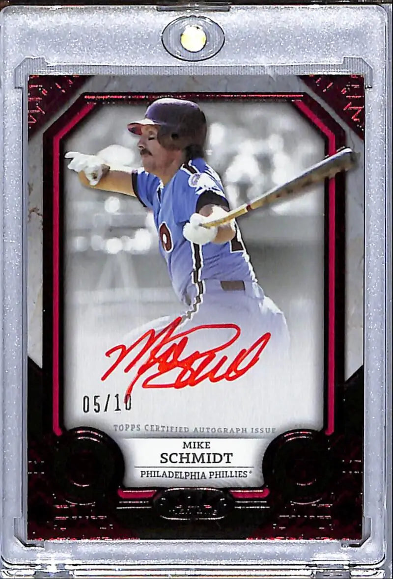 Mike Schmidt autographed baseball card from 2024 Topps Tier One Philadelphia Phillies