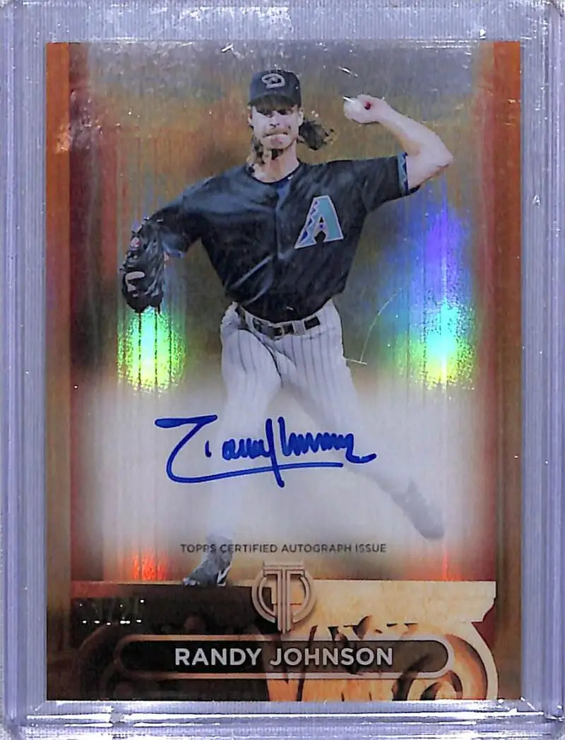 Randy Johnson Arizona Diamondbacks autographed Topps Tribute Pillars baseball card