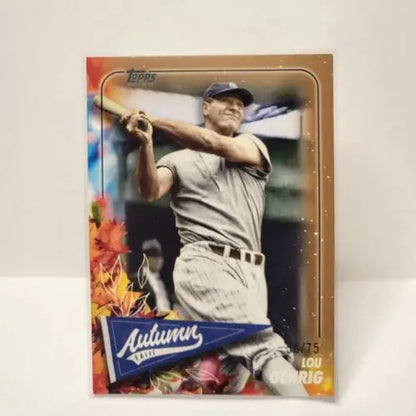 Baseball card of Lou Gehrig in vintage uniform from Topps Update Autumn Tales Insert