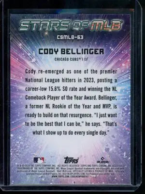 Cody Bellinger 2024 Topps Update Chrome Stars of MLB baseball card #CSMLB-63