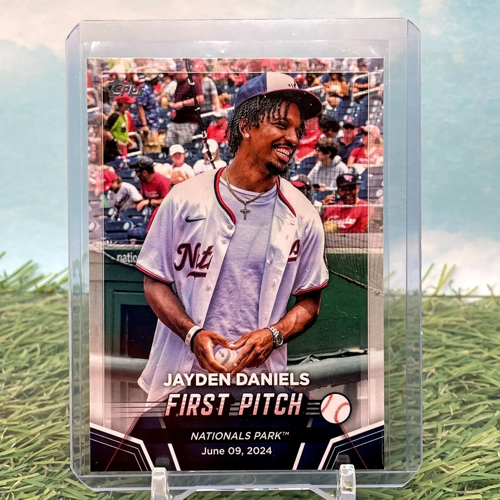 Jayden Daniels trading card from 2024 Topps Update First Pitch Nationals #FP-8