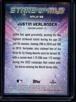 Justin Verlander baseball card from 2024 Topps Update #SMLB-68 Stars of MLB Baseball