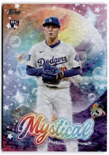 Yoshinobu Yamamoto baseball card from 2024 Topps Update Mystical collection